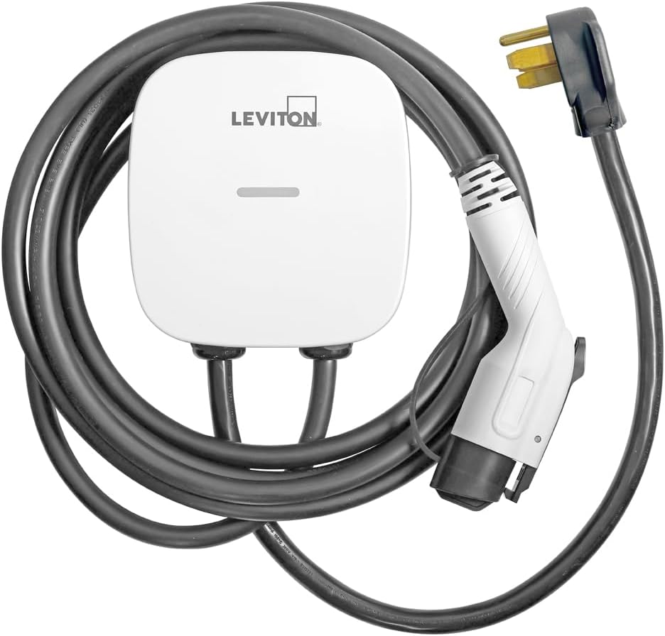 Leviton EV40P Level 2 Smart EV Charger, 40A, 9.6 kW, Wi-Fi, J1772, 25-Foot Cable, NEMA 14-50P