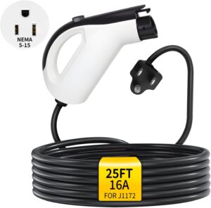 WenStorm Level 1 EV Charger for J1772 EVs and PHEVs, 120V 12A, NEMA 5-15, 25-Foot Portable Charging Cable